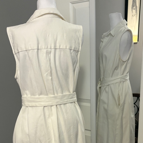 Who What Wear White Sleeveless Button Down Midi Sundress with Pockets - Picture 3 of 13